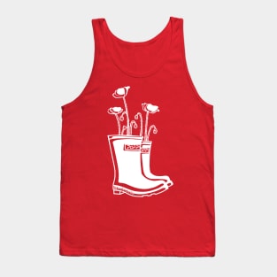 Poppy White Lineart Rain boots Tank Top